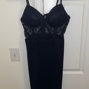 Lace top black dress